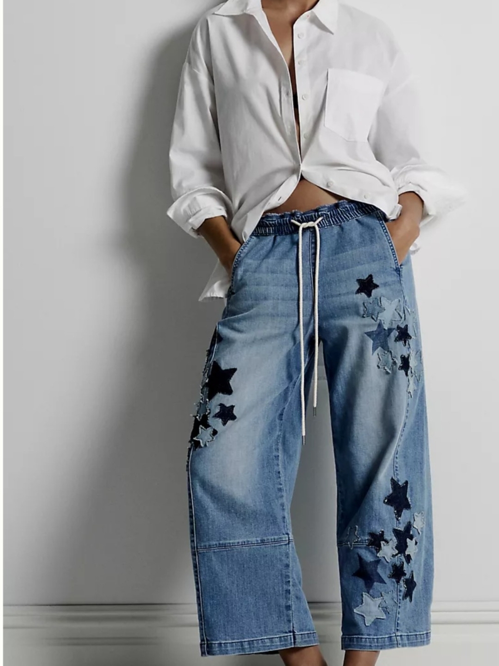Anthropologie PICRO Izzie Relaxed Star Pull-On Barrel  Jeans
